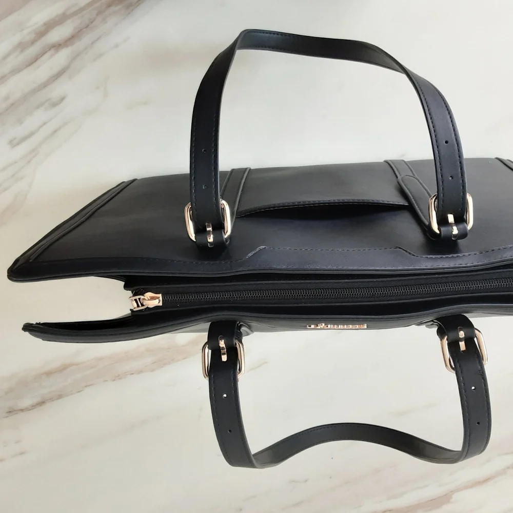 LOVEVOOK Laptop Bag Lightweight Black PU Leather Large Shoulder | Satchel Bag